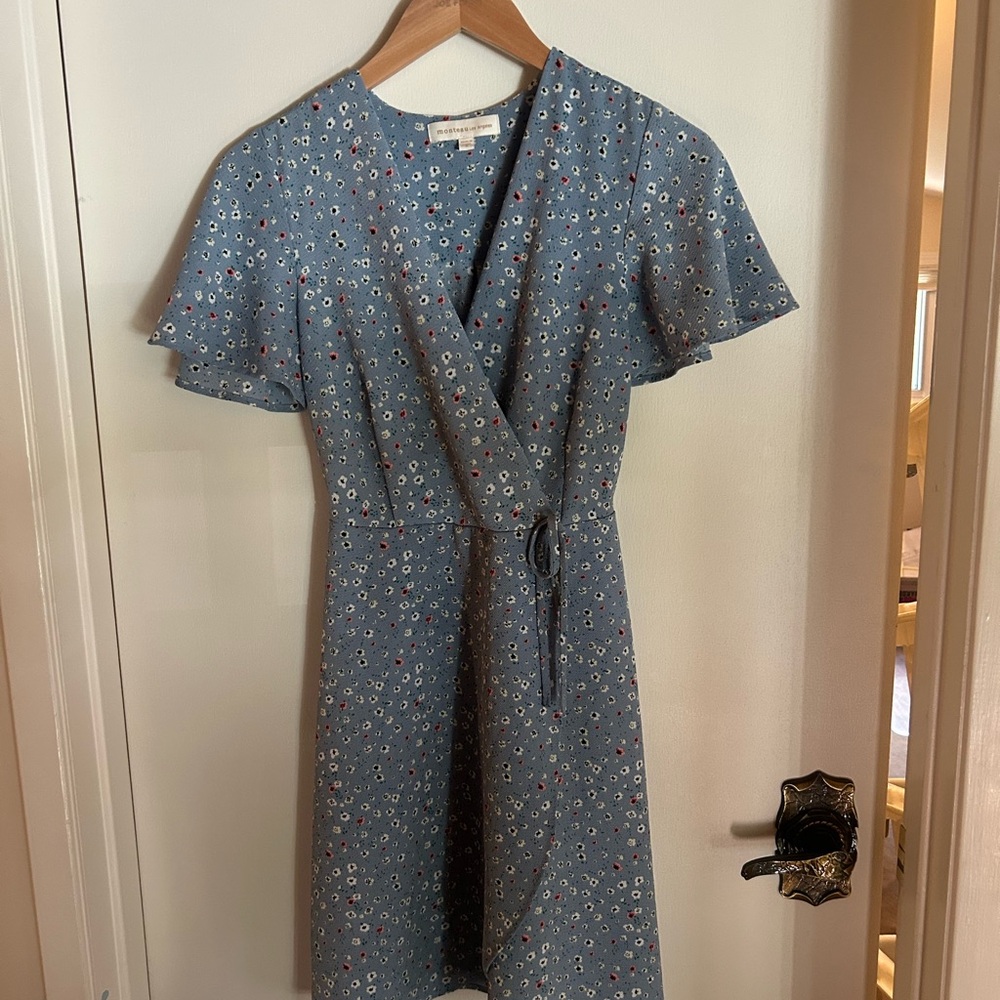 Monteau Blue Ruffled Wrap Sundress